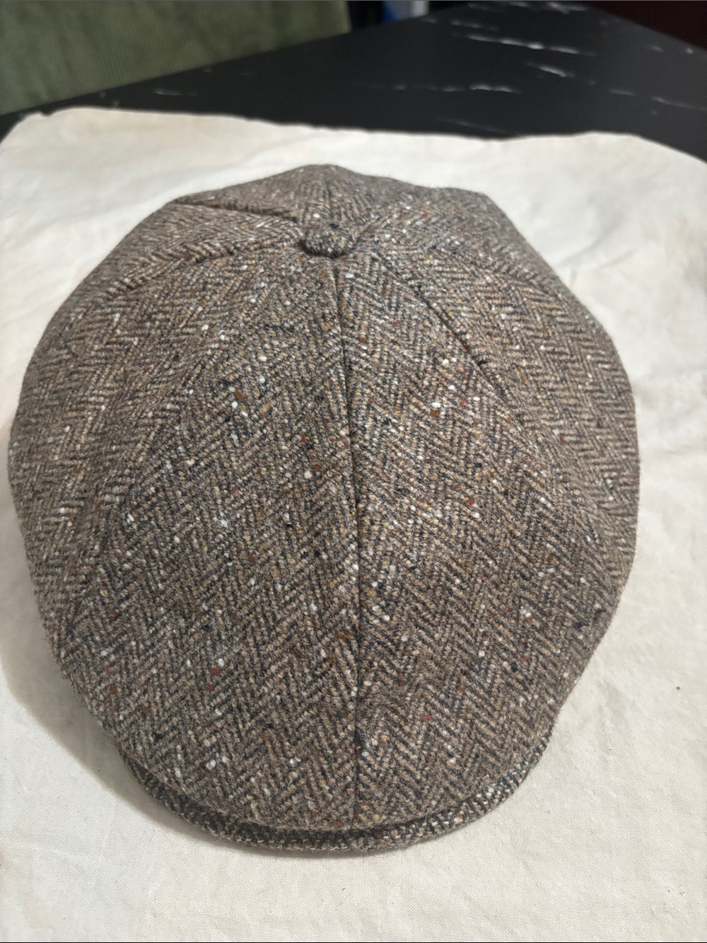 Doogan 100% wool donegal tweed Men's Brown Tweed Eight-Panel Flat Cap